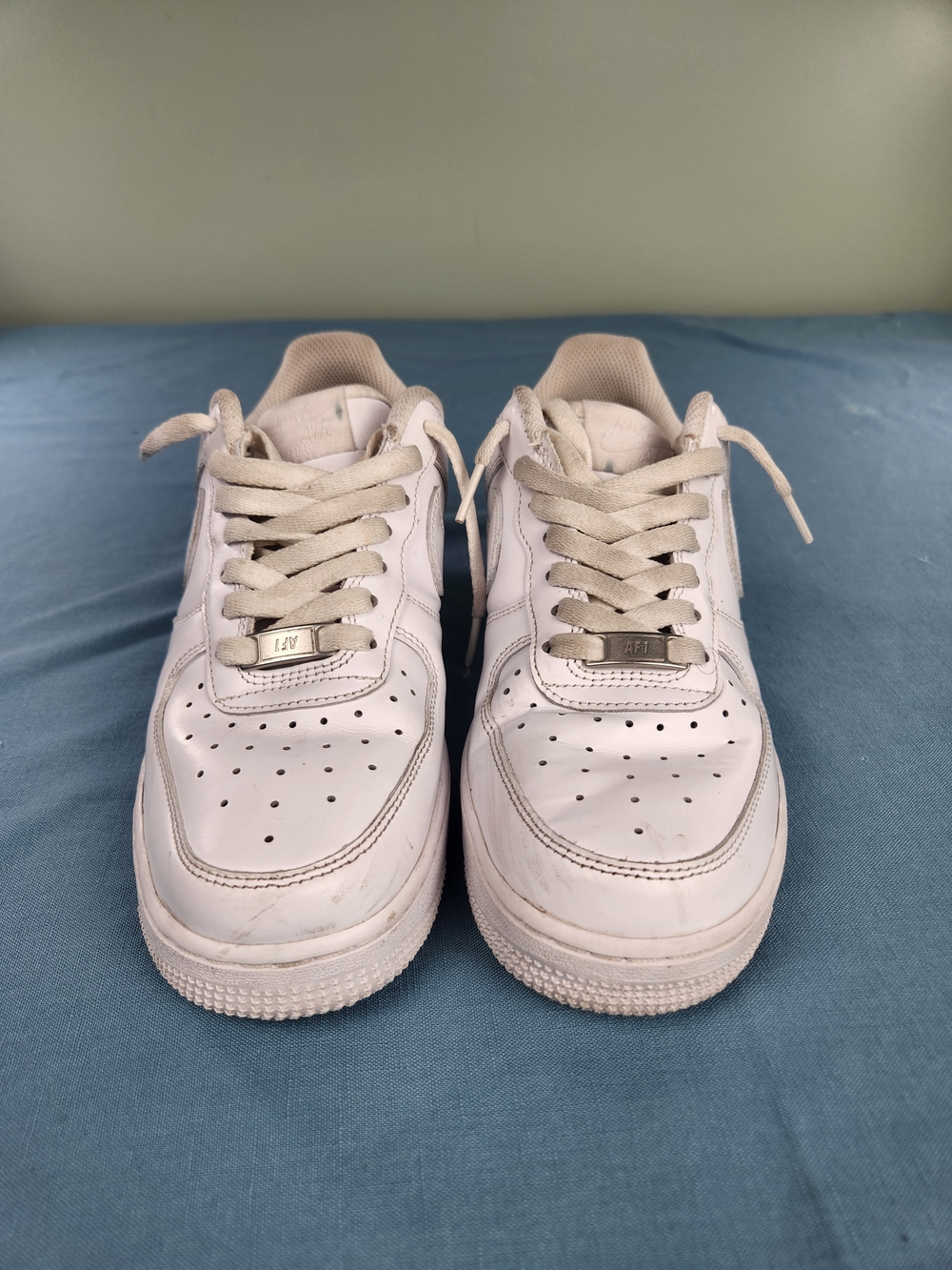Nike Air Force 1 Low Top White Leather Lace-Up Sneakers Men's 6